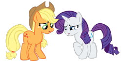 Size: 1652x831 | Tagged: safe, artist:benpictures1, part of a set, applejack, rarity, earth pony, pony, unicorn, magic duel, cute, duo, female, inkscape, jackabetes, mare, raribetes, rarijack, simple background, transparent background, vector