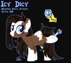 Size: 1920x1693 | Tagged: safe, artist:kabuvee, derpibooru import, oc, oc:icy dicy, pegasus, pony, colored wings, d20, dice, female, mare, solo, two toned wings, wings