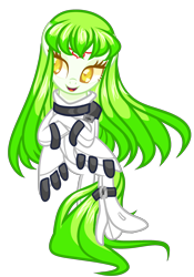 Size: 2212x3152 | Tagged: safe, artist:anno酱w, derpibooru import, earth pony, pony, base used, c.c., code geass, crossed arms, crossed hooves, high res, looking away, open mouth, open smile, ponified, simple background, smiling, solo, species swap, straitjacket, transparent background