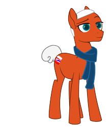 Size: 2197x2541 | Tagged: artist needed, safe, derpibooru import, oc, oc only, oc:red pigment, anthro, pony, 2024 community collab, clothes, derpibooru community collaboration, high res, monochrome, red coat, scarf, simple background, solo, transparent background