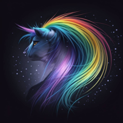 Size: 1024x1024 | Tagged: safe, ai content, derpibooru import, machine learning generated, pegasus, dark background, female, generator:krea ai, mare, not rainbow dash, solo