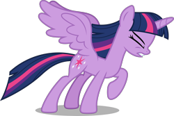 Size: 8000x5334 | Tagged: safe, artist:fruft, derpibooru import, twilight sparkle, twilight sparkle (alicorn), alicorn, pony, g4, shadow play, eyes closed, female, gritted teeth, mare, raised hoof, raised leg, simple background, solo, spread wings, teeth, transparent background, vector, wings