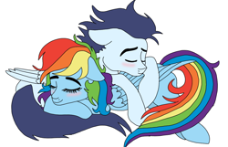 Size: 1116x720 | Tagged: safe, artist:dagnesmoon, artist:dasher666, derpibooru import, edit, rainbow dash, soarin', pegasus, pony, g4, female, male, shipping, soarindash, straight