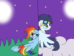 Size: 960x720 | Tagged: safe, artist:dasher666, artist:swirlyquill, derpibooru import, edit, rainbow dash, soarin', pegasus, pony, g4, female, male, shipping, soarindash, straight