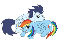 Size: 1014x720 | Tagged: safe, artist:dasher666, artist:davhell, derpibooru import, edit, rainbow dash, soarin', pegasus, pony, g4, female, male, shipping, soarindash, straight