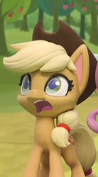 Size: 594x1080 | Tagged: safe, derpibooru import, edit, edited screencap, screencap, applejack, earth pony, pony, g4, g4.5, my little pony: stop motion short, cute, shocked