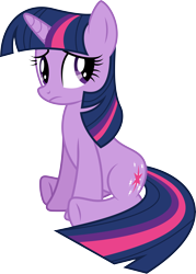 Size: 9443x13159 | Tagged: safe, artist:starryshineviolet, derpibooru import, twilight sparkle, unicorn twilight, pony, unicorn, g4, secret of my excess, absurd resolution, female, looking away, mare, simple background, sitting, solo, transparent background, vector, worried