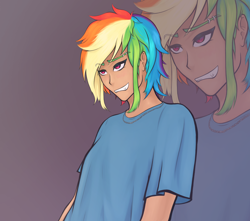 Size: 3400x3000 | Tagged: safe, derpibooru import, rainbow dash, human, g4, clothes, female, high res, humanized, jewelry, necklace, shirt, tan skin, zoom layer