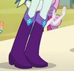 Size: 298x287 | Tagged: safe, derpibooru import, screencap, coloratura, human, equestria girls, g4, boots, boots shot, boots swap, cropped, helping twilight win the crown, high heel boots, legs, pictures of legs, rarity's purple boots, shoes, solo focus