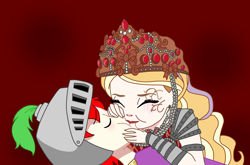 Size: 1784x1177 | Tagged: safe, artist:spike17, derpibooru import, spike, human, equestria girls, g4, apple white, crossover, crying, ever after high, human spike, humanized, kissing, ship:spikewhite, shipping, snow white, tears of pain