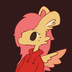 Size: 2448x2448 | Tagged: safe, artist:soxoncats, derpibooru import, oc, oc only, oc:ponysona, pegasus, semi-anthro, brown background, cheek fluff, clothes, colored wings, colored wingtips, drawstrings, ear fluff, ears, eyebrows, eyelashes, high res, hoodie, long mane, male, no mouth, pegasus oc, pony oc, ponysona, red hoodie, simple background, solo, wings