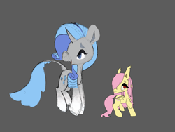 Size: 2160x1620 | Tagged: safe, artist:soxoncats, derpibooru import, fluttershy, rarity, bat pony, pegasus, pony, unicorn, g4, bat ponified, flutterbat, gray background, race swap, redesign, simple background