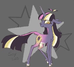 Size: 902x810 | Tagged: safe, artist:soxoncats, derpibooru import, twilight sparkle, unicorn twilight, pony, unicorn, g4, head turn, redesign, solo, thin legs