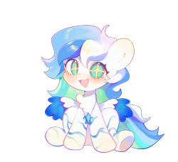 Size: 1648x1503 | Tagged: artist needed, safe, derpibooru import, oc, oc only, oc:dashwhite, pegasus, pony, blushing, body markings, looking at you, multicolored hair, open mouth, rainbow hair, simple background, smiling, smiling at you, solo, starry eyes, transparent background, wingding eyes