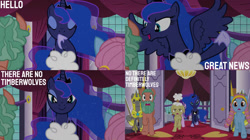 Size: 2000x1123 | Tagged: safe, derpibooru import, edit, edited screencap, editor:quoterific, screencap, princess luna, a royal problem, canterlot castle interior, royal guard, running