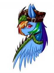 Size: 916x1246 | Tagged: safe, artist:bogx, derpibooru import, rainbow dash, monster hunter, simple background, solo, white background