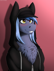 Size: 2000x2615 | Tagged: safe, artist:twotail813, derpibooru import, oc, oc only, oc:pixi feather, pony, bust, clothes, eyebrows, eyebrows visible through hair, female, fluffy, heart, heart eyes, high res, portrait, smiling, solo, wingding eyes