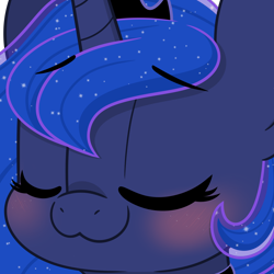 Size: 2048x2048 | Tagged: safe, artist:emberslament, derpibooru import, princess luna, alicorn, pony, blushing, cute, eyes closed, female, high res, jewelry, lunabetes, mare, simple background, sparkly mane, tiara, transparent background, uwu