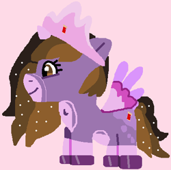 Size: 396x393 | Tagged: safe, artist:jadeharmony, derpibooru import, oc, oc only, oc:princess kincade, alicorn, pony, female, pink background, simple background, solo