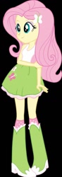 Size: 530x1508 | Tagged: safe, artist:endlessmonsters12837, derpibooru import, fluttershy, human, equestria girls, black background, boots, clothes, female, high heel boots, shirt, shoes, simple background, skirt, socks, solo