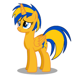 Size: 894x894 | Tagged: safe, artist:mlpfan3991, derpibooru import, oc, oc only, oc:flare spark, alicorn, pony, g4, alicornified, female, horn, race swap, simple background, smiling, solo, transparent background, wings