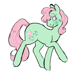 Size: 1114x1068 | Tagged: safe, artist:peachybats, derpibooru import, minty, earth pony, pony, g3, simple background, smiling, solo, white background