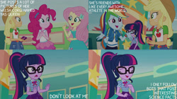 Size: 2000x1123 | Tagged: safe, derpibooru import, edit, edited screencap, editor:quoterific, screencap, applejack, fluttershy, pinkie pie, rainbow dash, sci-twi, twilight sparkle, better together, equestria girls, g4, rollercoaster of friendship