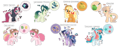 Size: 2742x1094 | Tagged: safe, artist:selenaede, artist:xxcheerupxxx, derpibooru import, oc, oc only, oc:afterglow spark, oc:bubblegum, oc:ceejay, oc:golden delicious, oc:luminous vapor, oc:rosy rubine, oc:tropical exotic, dracony, earth pony, hybrid, pegasus, pony, unicorn, base used, beanie, bow, clothes, coat markings, color palette, half-siblings, hat, hoodie, horns, interspecies offspring, misspelling, name, next generation, offspring, outline, parent:applejack, parent:big macintosh, parent:discord, parent:fluttershy, parent:pinkie pie, parent:pokey pierce, parent:rainbow dash, parent:rarity, parent:soarin', parent:spike, parent:sunburst, parent:svengallop, parent:twilight sparkle, parents:applespike, parents:discolight, parents:pokeyjack, parents:rainbowburst, parents:rarimac, parents:soarinshy, parents:svenpie, simple background, smiling, socks (coat marking), tail, tail bow, transparent background, white outline