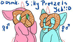 Size: 1623x948 | Tagged: safe, artist:deadsmoke, derpibooru import, any gender, any race, auction, commission, food, funny, pretzel, silly, smiling, tongue, tongue out, ych sketch, your character here