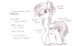 Size: 1000x600 | Tagged: safe, artist:dshou, derpibooru import, oc, oc only, oc:unknown, pegasus, pony, crossed hooves, female, frown, glasses, hair ribbon, mare, monochrome, network sync, ribbon, sash, solo