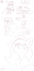 Size: 1920x4000 | Tagged: safe, artist:dshou, derpibooru import, pinkie pie, earth pony, pony, g4, alternate hairstyle, bipedal, cashier, cute, female, high res, mare, monochrome, sketch, solo, umbrella, yet another pinkie blog