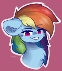 Size: 2000x2300 | Tagged: safe, artist:kindny-chan, derpibooru import, rainbow dash, pony, g4, bust, portrait, simple background, solo