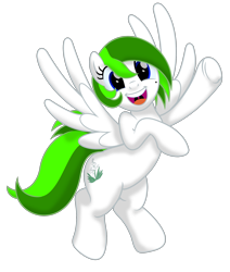 Size: 1980x2336 | Tagged: safe, artist:dtavs.exe, oc, oc only, oc:flor de izote(izzi), pegasus, pony, beauty mark, female, flying, frog (hoof), looking at you, mare, open mouth, open smile, pegasus oc, show accurate, simple background, smile and wave, smiling, smiling at you, transparent background, underhoof, waving, waving at you