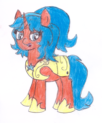 Size: 2873x3489 | Tagged: safe, artist:anonymous, derpibooru import, oc, oc only, oc:heavy halbard, pony, /mlp/, /ss/, card, female, guardsmare, mare, royal guard, simple background, solo, traditional art, white background