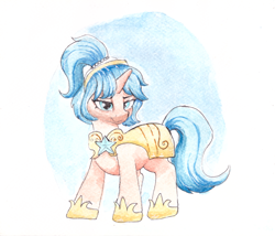 Size: 4601x3937 | Tagged: safe, artist:anonymous, derpibooru import, oc, oc only, oc:heavy halbard, pony, unicorn, /mlp/, /ss/, card, female, guardsmare, mare, royal guard, simple background, solo, traditional art, white background
