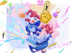 Size: 2388x1668 | Tagged: safe, artist:tingsan, derpibooru import, pinkie pie, oc, oc:ray frok, g4, canon x oc, party cannon