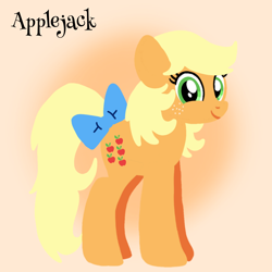 Size: 1400x1400 | Tagged: safe, artist:mlplary6, derpibooru import, applejack (g1), earth pony, pony, g1, bow, female, g1 jackabetes, looking at you, mare, smiling, smiling at you