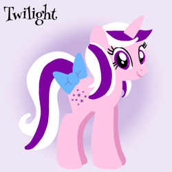 Size: 1400x1400 | Tagged: safe, artist:mlplary6, derpibooru import, twilight, pony, unicorn, g1, bow, female, looking at you, mare, smiling, smiling at you