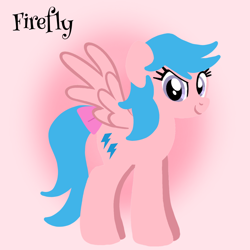 Size: 1400x1400 | Tagged: safe, artist:mlplary6, derpibooru import, firefly, pegasus, pony, g1, bow, female, looking at you, mare, smiling, smiling at you