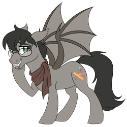 Size: 2000x2000 | Tagged: safe, artist:floots, derpibooru import, oc, oc only, oc:cornerstone, bat pony, 2024 community collab, bat pony oc, clothes, derpibooru community collaboration, glasses, male, scarf, simple background, solo, transparent background