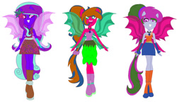 Size: 748x432 | Tagged: safe, artist:hugo150pro, derpibooru import, adagio dazzle, aria blaze, sonata dusk, oc, equestria girls, g4, equestria girls-ified, recolor, simple background, the dazzlings, white background