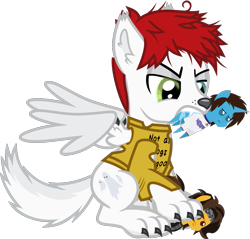 Size: 1223x1170 | Tagged: safe, artist:lightningbolt, derpibooru exclusive, derpibooru import, earth pony, pegasus, pony, unicorn, werewolf, g4, .svg available, 2024 community collab, angry, awsten knight, canine nose, canine tail, claws, clothes, derpibooru community collaboration, drool, dyed mane, ear fluff, ears, fangs, geoff wigington, glowing, glowing eyes, grass, heterochromia, long sleeves, male, messy mane, mouth hold, otto wood, partially open wings, paws, plushie, pointy ponies, ponified, scratching, shirt, show accurate, simple background, solo, species swap, svg, torn clothes, transparent background, vector, waterparks, wing fluff, wings