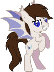 Size: 1070x1419 | Tagged: safe, artist:lightningbolt, derpibooru exclusive, derpibooru import, oc, oc only, oc:aero soarer, bat pony, pony, g4, .svg available, 2024 community collab, bat wings, chest fluff, derpibooru community collaboration, fangs, grin, looking at you, male, rearing, show accurate, simple background, slit eyes, smiling, solo, spread wings, stallion, svg, transparent background, vector, wings