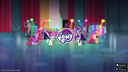 Size: 2560x1440 | Tagged: safe, derpibooru import, coco pommel, rarity, earth pony, pony, unicorn, g4, female, gameloft, mare, my little pony logo, my little pony: magic princess, official, unnamed character, unnamed pony, video game, youtube banner