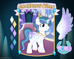 Size: 2473x2000 | Tagged: safe, artist:lovinglypromise, derpibooru import, oc, oc:charming wish, alicorn, pony, male, offspring, parent:princess cadance, parent:shining armor, parents:shiningcadance, solo, stallion