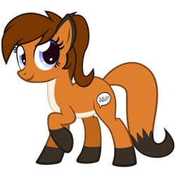 Size: 1501x1501 | Tagged: safe, artist:the smiling pony, derpibooru import, oc, oc only, oc:sunnyside, earth pony, fox, fox pony, hybrid, original species, pony, g4, .svg available, 2024 community collab, cute, derpibooru community collaboration, female, looking at you, mare, ponytail, raised hoof, raised leg, simple background, smiling, solo, transparent background, vector