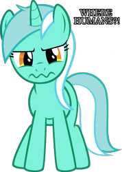 Size: 777x1089 | Tagged: safe, derpibooru import, edit, lyra heartstrings, pony, unicorn, g4, angry, female, frown, simple background, solo, text, that pony sure does love humans, transparent background, vector, vector edit, wavy mouth