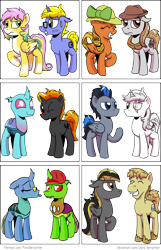 Size: 2450x3815 | Tagged: safe, artist:dsana, artist:pony-berserker, derpibooru import, oc, oc only, oc:berzie, oc:daisy cordillera, oc:dopple, oc:final drive, oc:longhaul, oc:midnight blaze, oc:shadowed ember, oc:silver sickle, oc:slipstream, oc:southern comfort, oc:stainless key, oc:szafalesiaka, changedling, changeling, earth pony, pegasus, unicorn, changedling oc, changeling oc, compilation, derpibooru community collaboration, eyes closed, looking at you, one eye closed, raised hoof, raised leg, scar, smiling, tongue, tongue out, unamused, wink