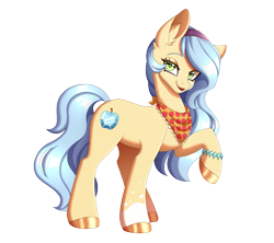 Size: 2419x2149 | Tagged: safe, artist:_ladybanshee_, derpibooru import, oc, oc:rarijack, earth pony, pony, 2024 community collab, commissioner:raritybro, derpibooru community collaboration, ear fluff, ears, female, hairband, looking at you, magical lesbian spawn, offspring, parent:applejack, parent:rarity, parents:rarijack, simple background, smiling, smiling at you, solo, transparent background