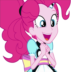 Size: 2502x2520 | Tagged: safe, derpibooru import, edit, edited screencap, editor:homersimpson1983, screencap, pinkie pie, human, coinky-dink world, eqg summertime shorts, equestria girls, background removed, female, not a vector, simple background, solo, transparent background, waitress